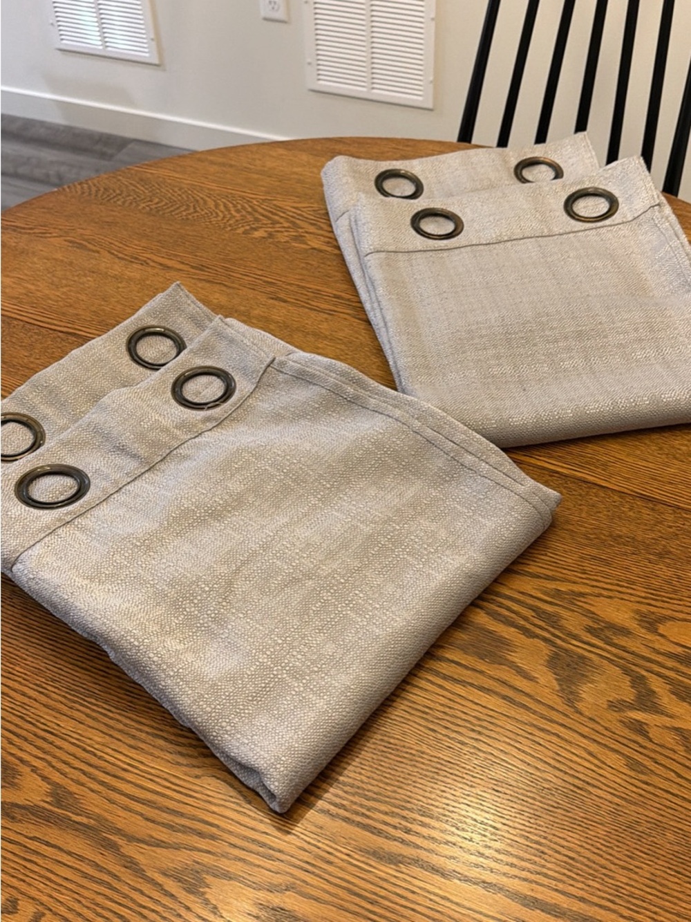 Linen look Neutral Gray Grommet Curtain Panels -set of 4 55x63” - Picture 4 of 6